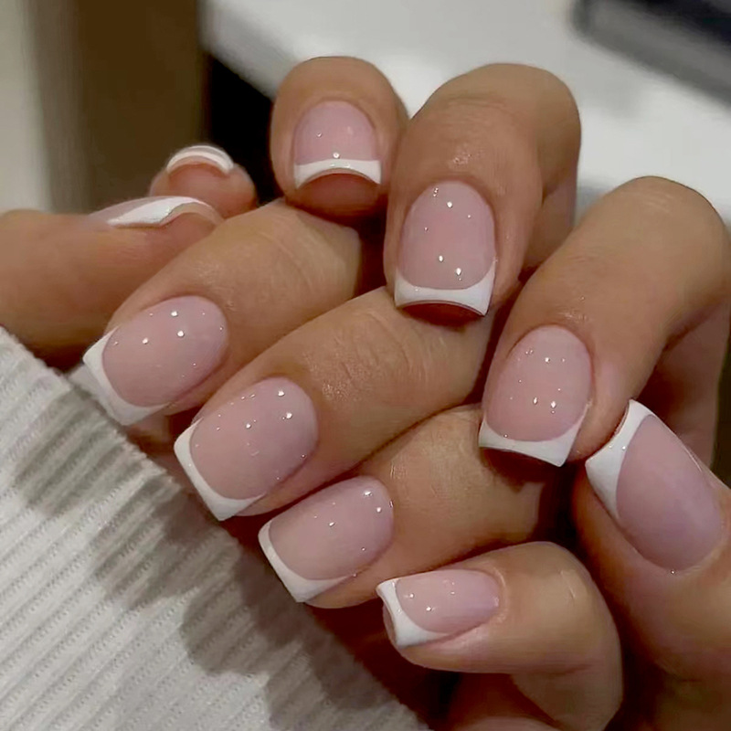 Nail Art Wedding - Faux ongles carrés courts à presser,