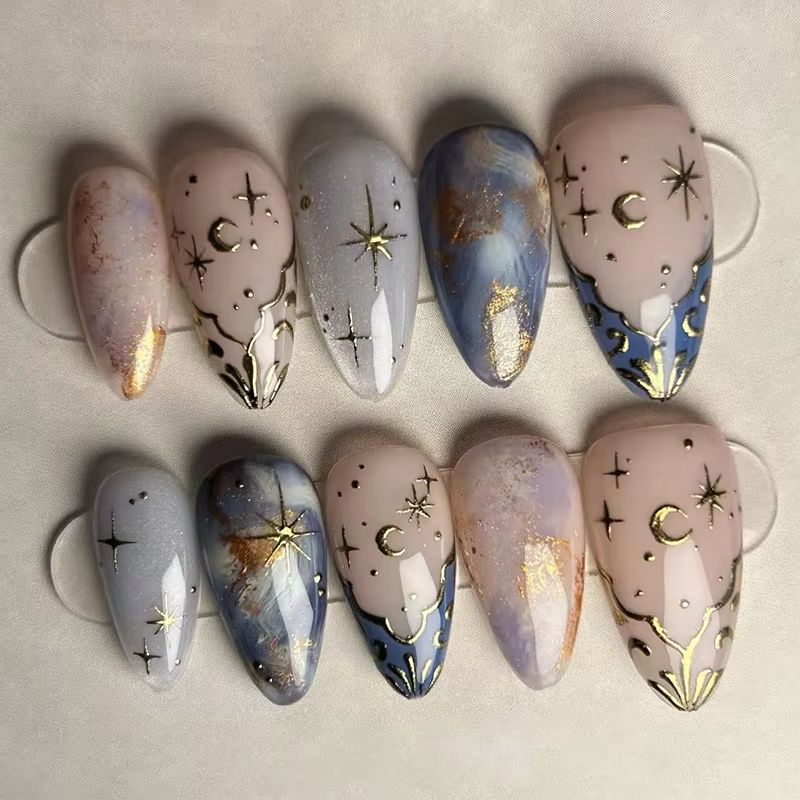 Nail Art Jelly - Ensemble d'ongles courts en amande, couverture