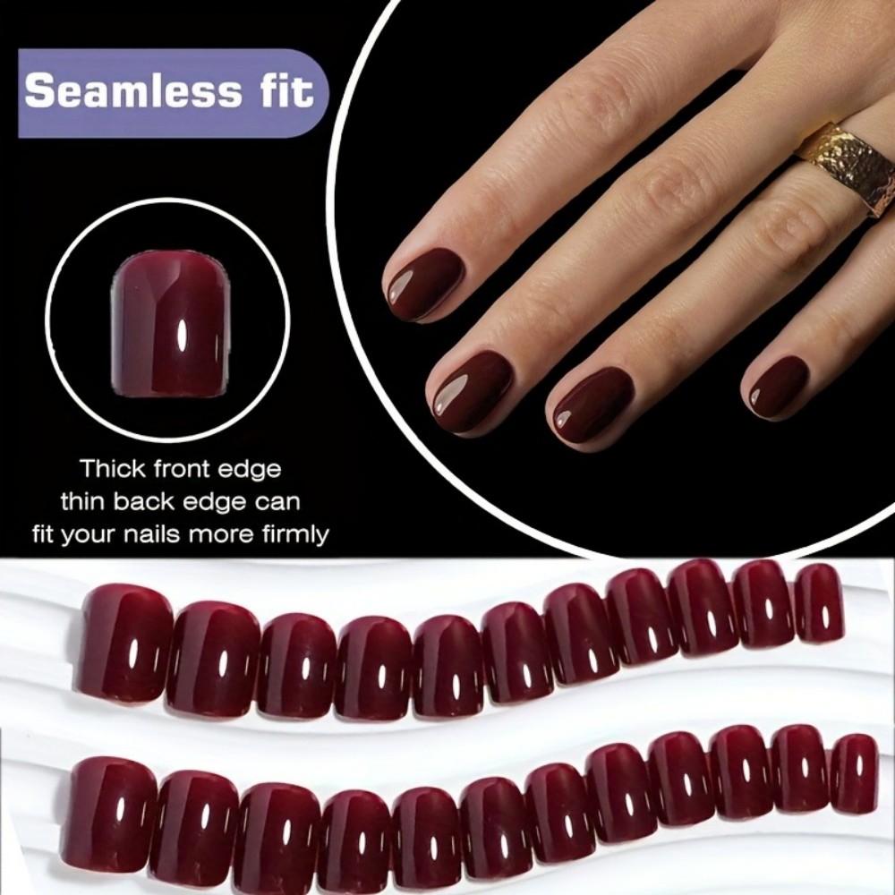 Nail Art Red Wine Cat Eye - Ensemble de 24 faux ongles œil-de-chat