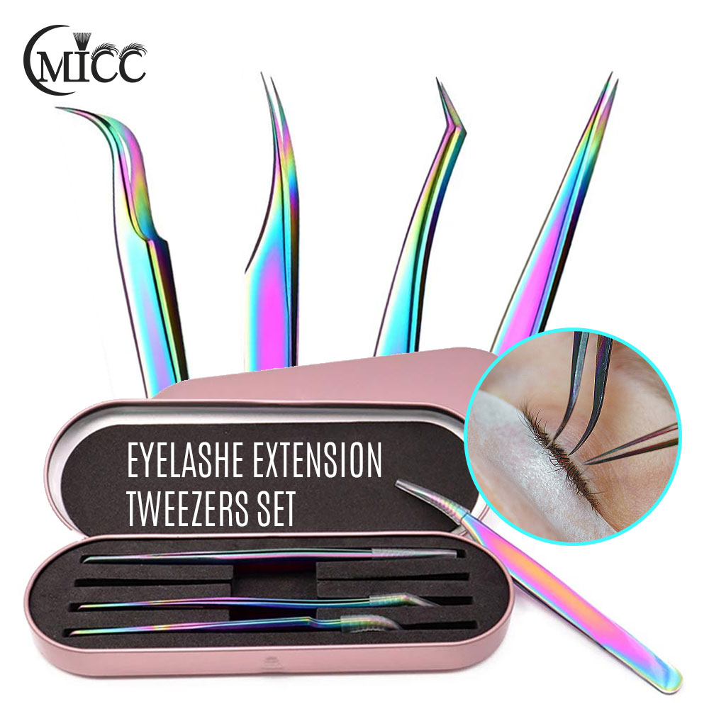 Nail Art Rainbow - Ensemble de pincettes à cils arc-en-ciel,