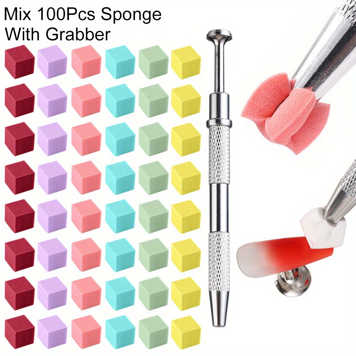 Nail Fan Brush - Ensemble d'éponges carrées pour Nail Art,