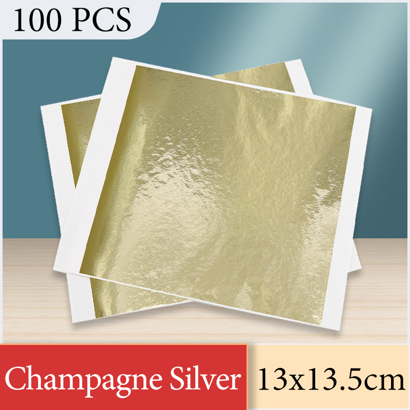 Nail Art Wedding - 13x13.5cm Champagne Argent Feuille Papier Or
