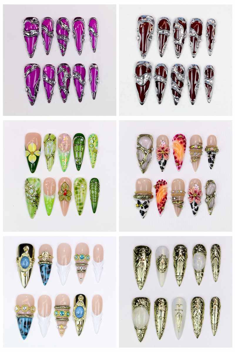 Nail Art Wedding - 10 faux ongles longs en forme