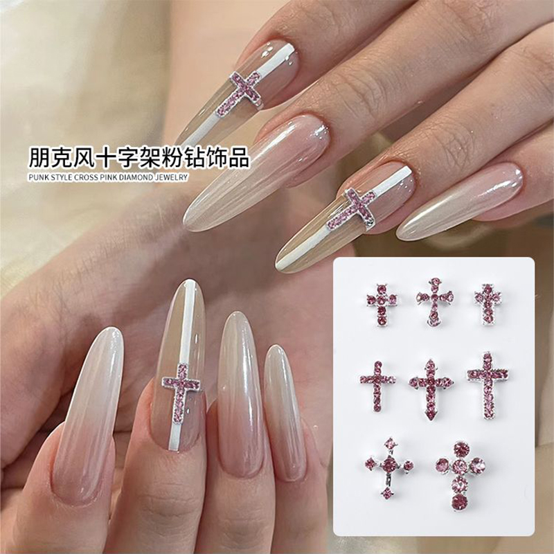 Nail Art Lotso - Diamantes roses scintillants Punk incrustés de