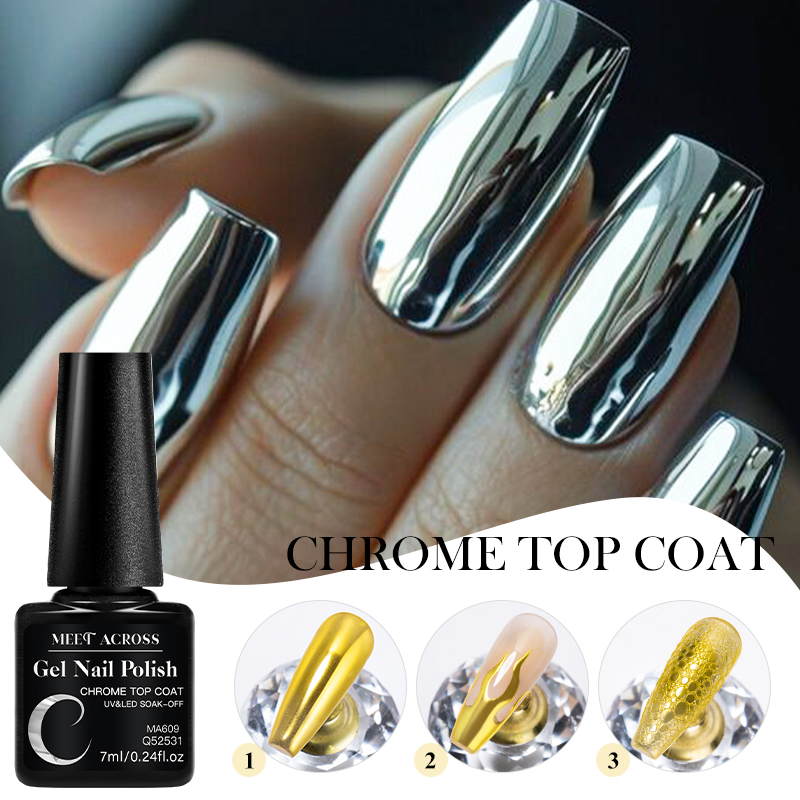 Nail Glitter Chrome - Top Coat Chrome 7ML pour Effet