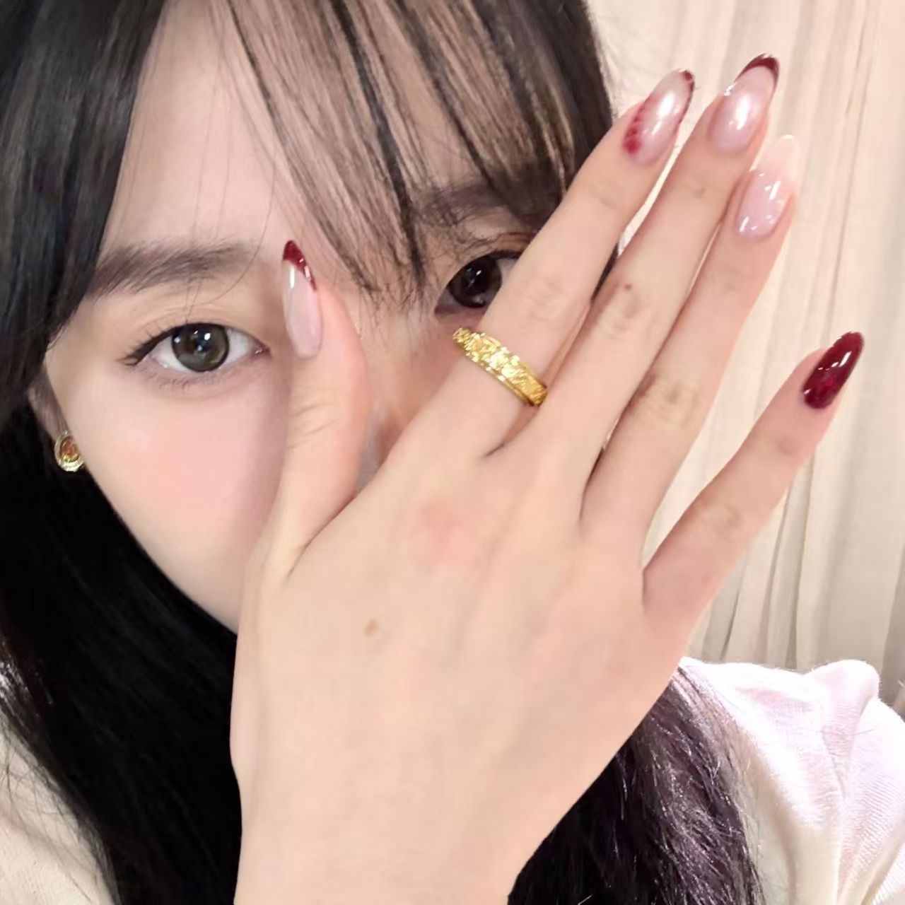 10 pièces à la main ovale pres - Nail Art Red Wine Cat Eye avis et prix