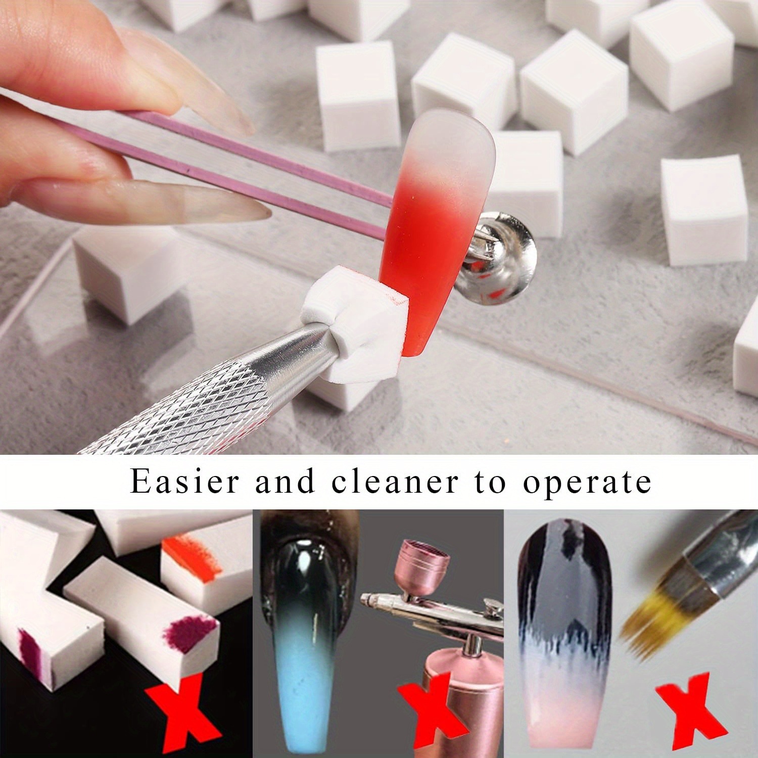 Ensemble d'éponges carrées pou - Nail Fan Brush avis et prix