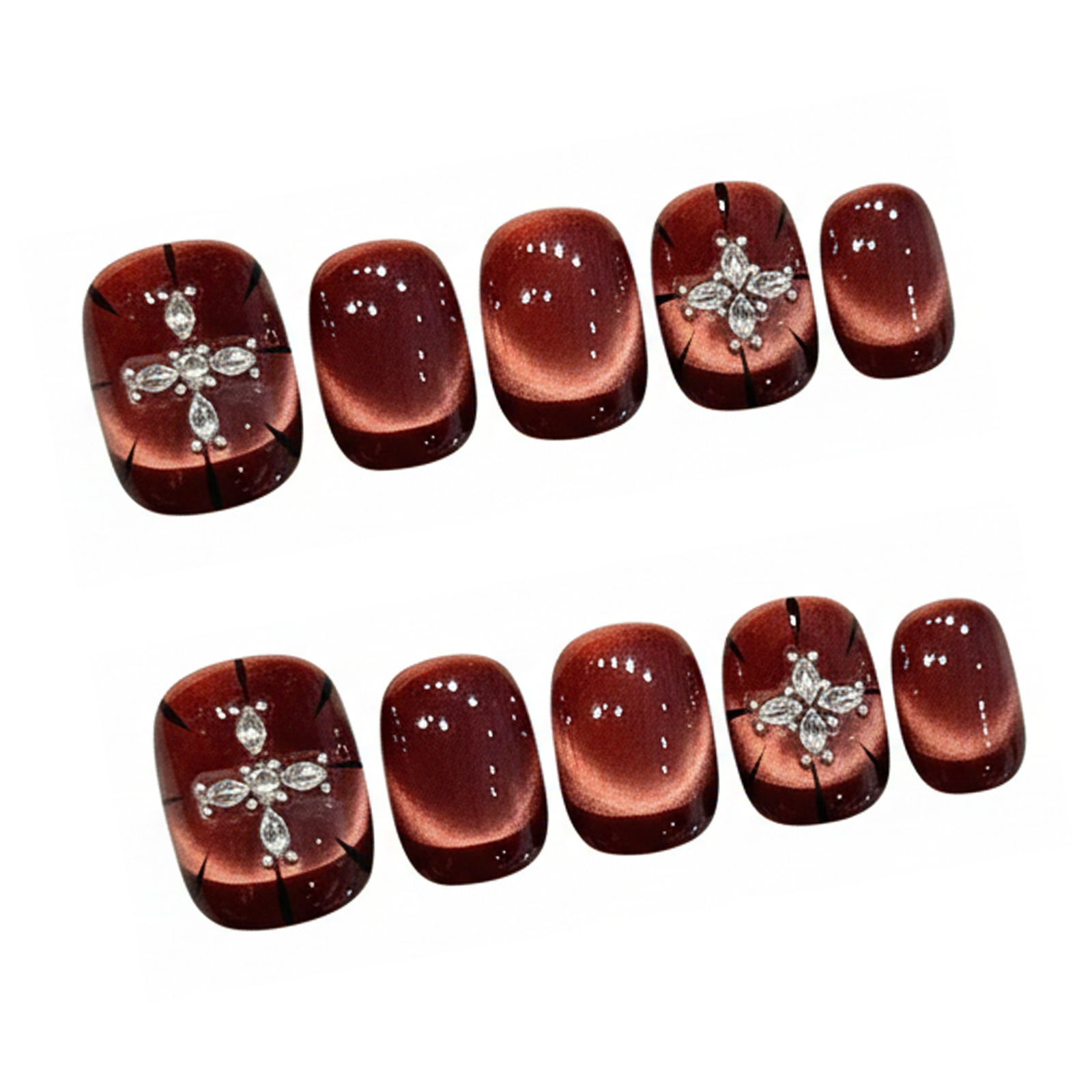 10 pièces vin-rouge oeil de ch - Nail Art Elegant avis et prix
