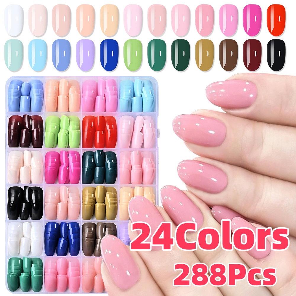 24 couleurs (288 pièces) Faux  - Nail Art Oval avis et prix