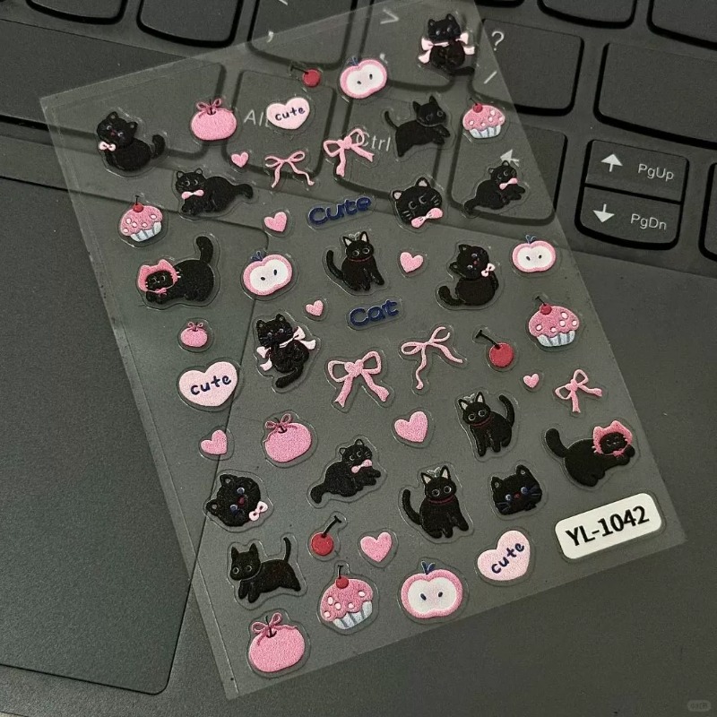 Autocollant 3D en relief chat  - Nail Art Jelly avis et prix