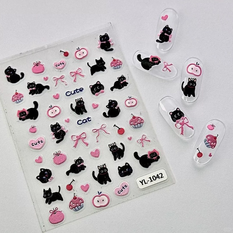 Autocollant 3D en relief chat  - Nail Art Jelly avis et prix