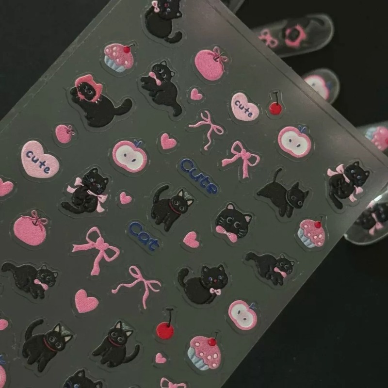 Autocollant 3D en relief chat  - Nail Art Jelly avis et prix