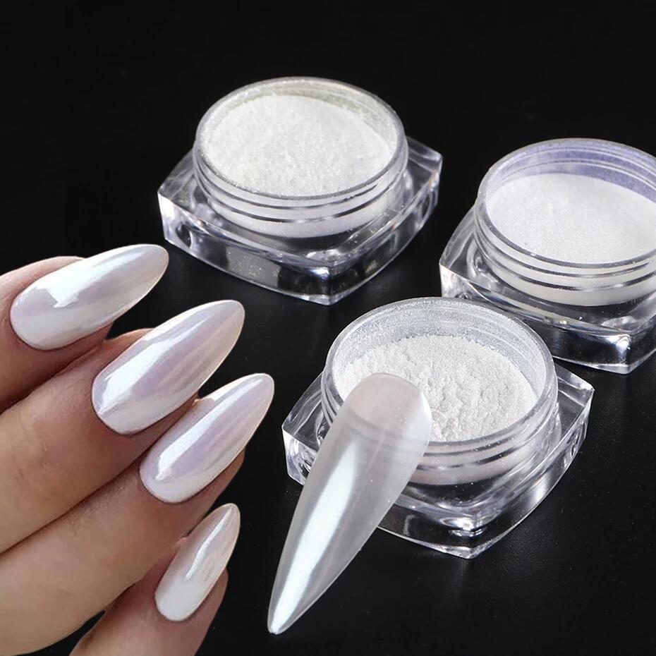 Lune clair de lune perle blanc - Nail Glitter Chrome avis et prix